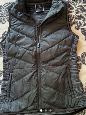 MPG Quilted Black Vest with Heathered Gray Panels